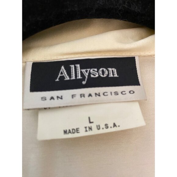 Vintage Allyson San Francisco Ivory Long Sleeve Satin Zip Top or Jacket Large - Picture 3 of 9